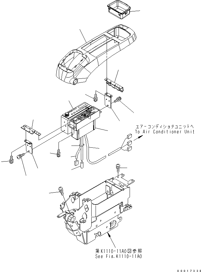 Схема запчастей Komatsu PC1250-7 - ОСНОВН. КОНСТРУКЦИЯ (КОНСОЛЬ) (ВЕРХН.) (ЛЕВ.) (С КОНДИЦИОНЕРОМ И РАДИО) (ДЛЯ АЗИИ) КАБИНА ОПЕРАТОРА И СИСТЕМА УПРАВЛЕНИЯ