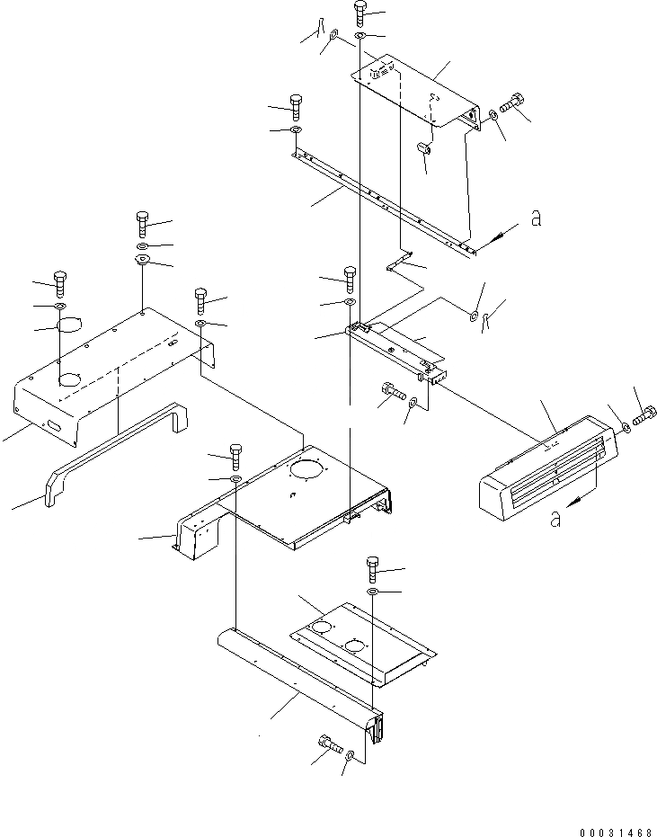 Схема запчастей Komatsu PC1250-7 - КАПОТ (PERДЛЯATE)(№-) ЧАСТИ КОРПУСА