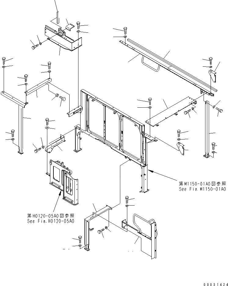 Схема запчастей Komatsu PC1250-7 - РАМА (ДЛЯ ЕС)(№7-) ЧАСТИ КОРПУСА