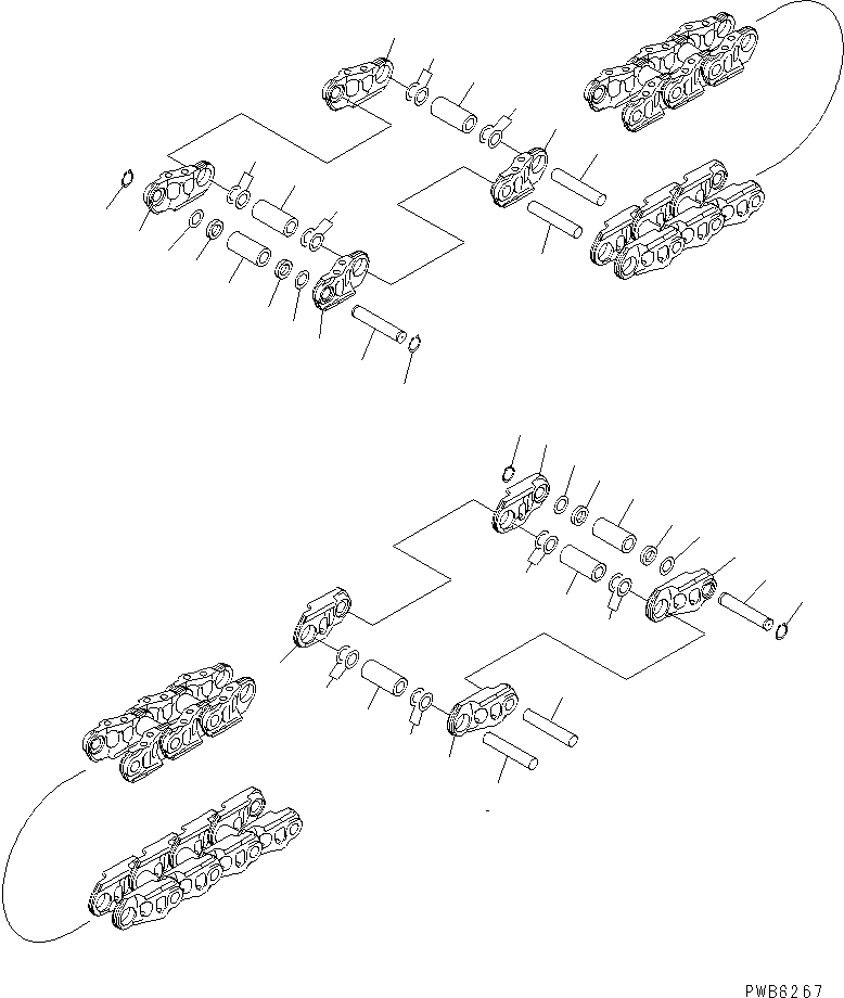 Схема запчастей Komatsu PC1250-7 - ГУСЕН. ЦЕПЬ (ПОСТАВЛЯЕМЫЕ ЧАСТИ) (ДЛЯ 9 SET) ОСНОВН. КОМПОНЕНТЫ И РЕМКОМПЛЕКТЫ