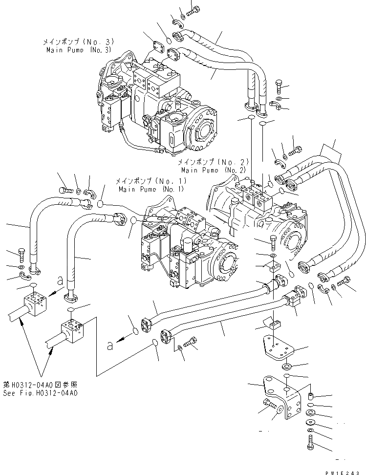 Схема запчастей Komatsu PC1250-7 - ЛИНИЯ ПОДАЧИS (NO. НАСОС) ГИДРАВЛИКА