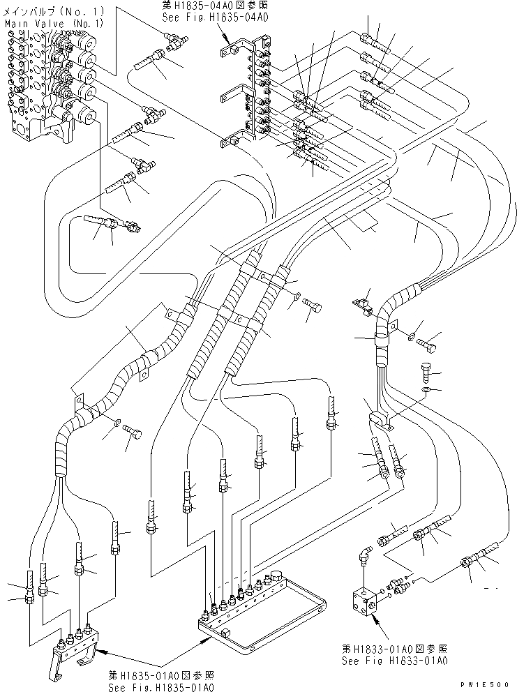 Схема запчастей Komatsu PC1250-7 - PPC ЛИНИИ СОЕД-Е (ШЛАНГИ¤ ДЕКА) ГИДРАВЛИКА