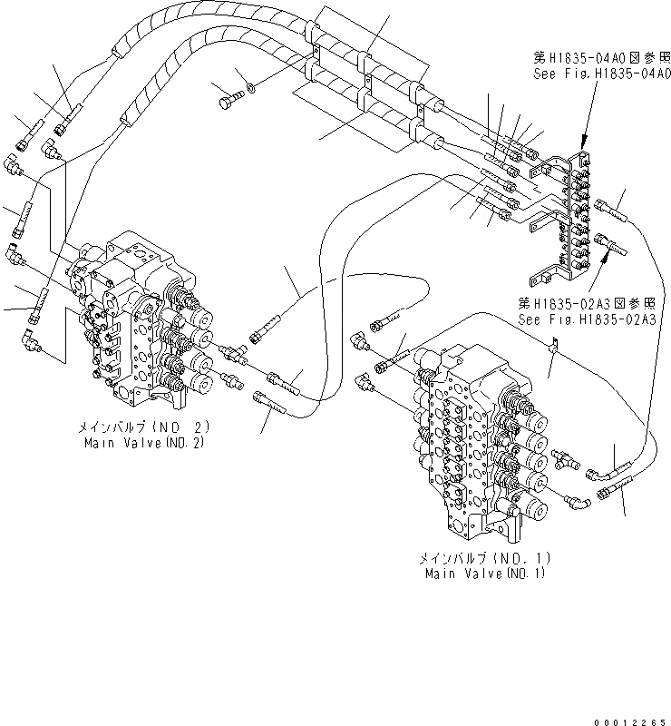 Схема запчастей Komatsu PC1250-7 - PPC СТРЕЛА И ЛИНИЯ КОВШАS (ДЛЯ УДЛИНН. РУКОЯТИ) ГИДРАВЛИКА