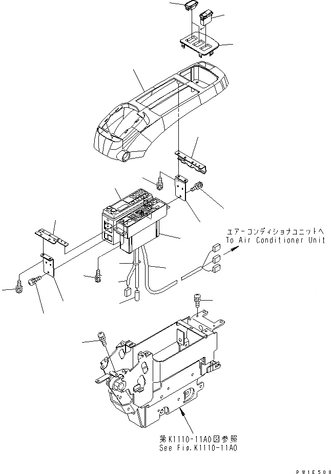 Схема запчастей Komatsu PC1250-7 - ОСНОВН. КОНСТРУКЦИЯ (КОНСОЛЬ) (ВЕРХН.) (ЛЕВ.) (С КОНДИЦИОНЕРОМ И РАДИО) КАБИНА ОПЕРАТОРА И СИСТЕМА УПРАВЛЕНИЯ