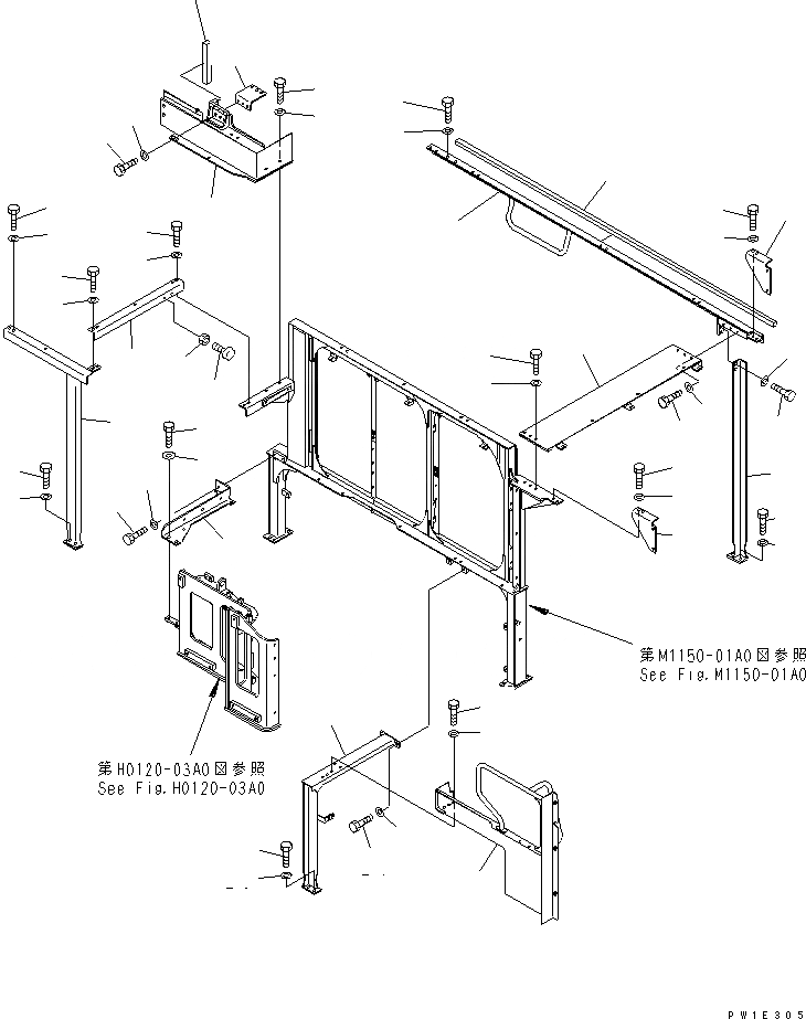 Схема запчастей Komatsu PC1250-7 - РАМА ЧАСТИ КОРПУСА