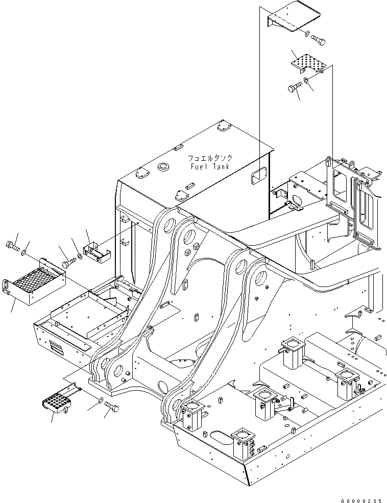 Схема запчастей Komatsu PC1250-7 - ПОРУЧНИ(СТУПЕНИ) ЧАСТИ КОРПУСА