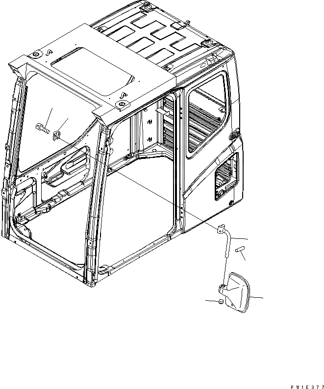 Схема запчастей Komatsu PC1250-7 - ЗЕРКАЛА ЗАДН. ВИДА(ЛЕВ.) ЧАСТИ КОРПУСА