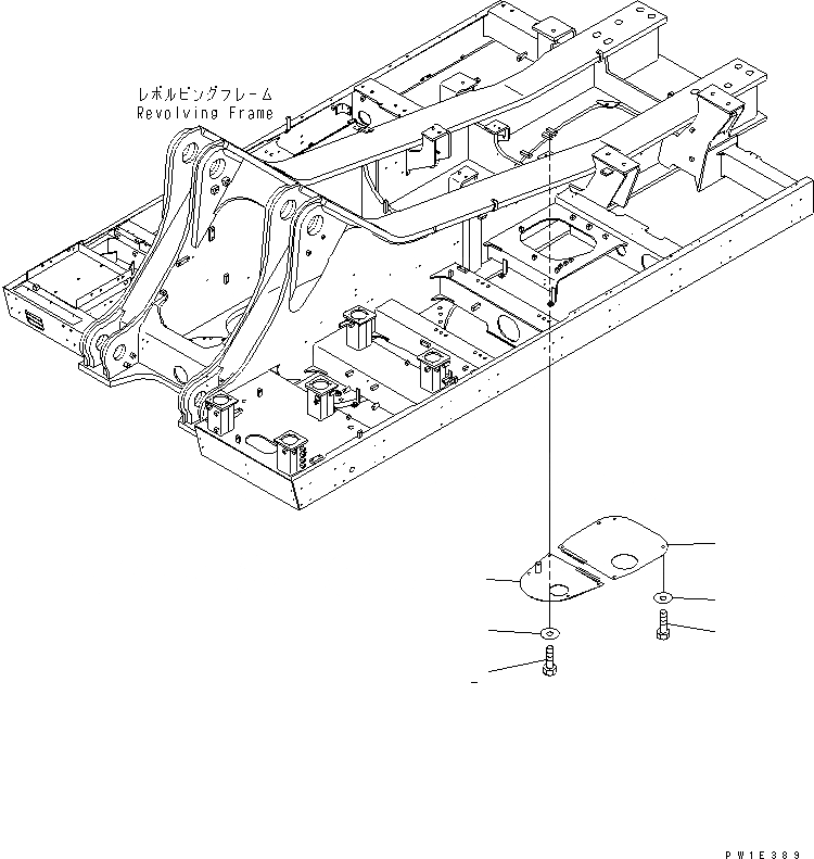 Схема запчастей Komatsu PC1250-7 - НИЖН. КРЫШКА (ОСНОВНАЯ РАМА) (ЦЕНТР.) ЧАСТИ КОРПУСА