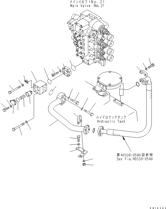 Схема запчастей Komatsu PC1250-7 - ВОЗВРАТНАЯ ЛИНИЯ (NO. КЛАПАН) ГИДРАВЛИКА