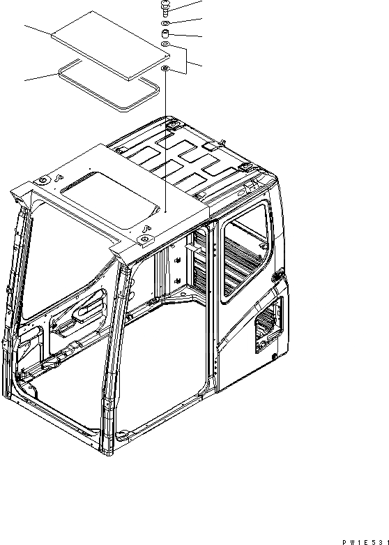 Схема запчастей Komatsu PC1250-7 - КАБИНА (ОКНО В КРЫШЕ) (КАРЬЕРН. СПЕЦИФ-Я) КАБИНА ОПЕРАТОРА И СИСТЕМА УПРАВЛЕНИЯ