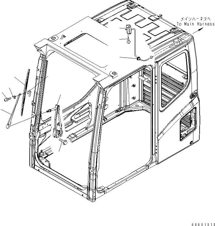 Схема запчастей Komatsu PC1250-7 - КАБИНА (ДВОРНИКИ И ОСВЕЩЕНИЕ) (КАРЬЕРН. СПЕЦИФ-Я)(№8-) КАБИНА ОПЕРАТОРА И СИСТЕМА УПРАВЛЕНИЯ