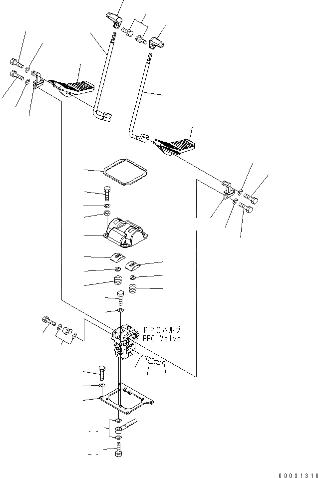 Схема запчастей Komatsu PC1250-7 - ОСНОВН. КОНСТРУКЦИЯ (КОНТРОЛЬ ХОДА) КАБИНА ОПЕРАТОРА И СИСТЕМА УПРАВЛЕНИЯ
