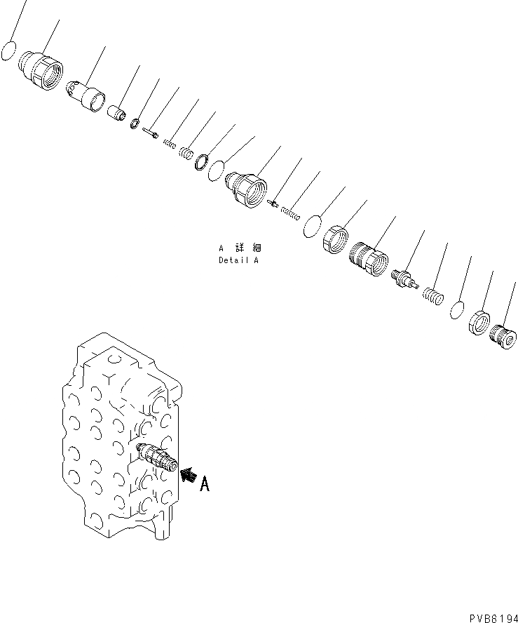 Схема запчастей Komatsu PC1250-7 - ОСНОВН. КЛАПАН (/) (4-Х СЕКЦИОНН.) (NO.) ОСНОВН. КОМПОНЕНТЫ И РЕМКОМПЛЕКТЫ