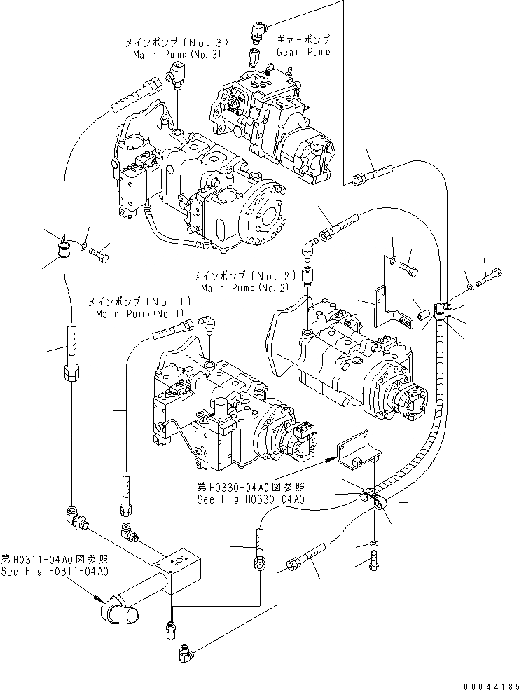 Схема запчастей Komatsu PC1250-8 - ВОЗВРАТН. ЛИНИЯ (НАСОС ТРУБЫ)(№-) ГИДРАВЛИКА