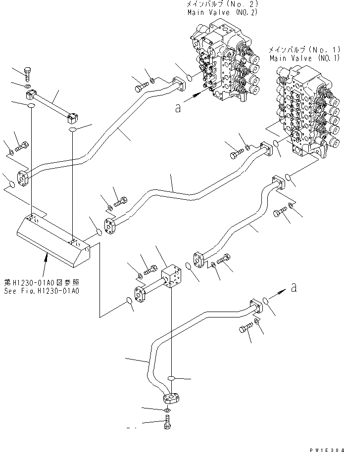 Схема запчастей Komatsu PC1250-8 - КЛАПАН ПОДАЮЩ. ТРУБЫ (КОВШ) (NO. И NO. КЛАПАН)(№-) ГИДРАВЛИКА