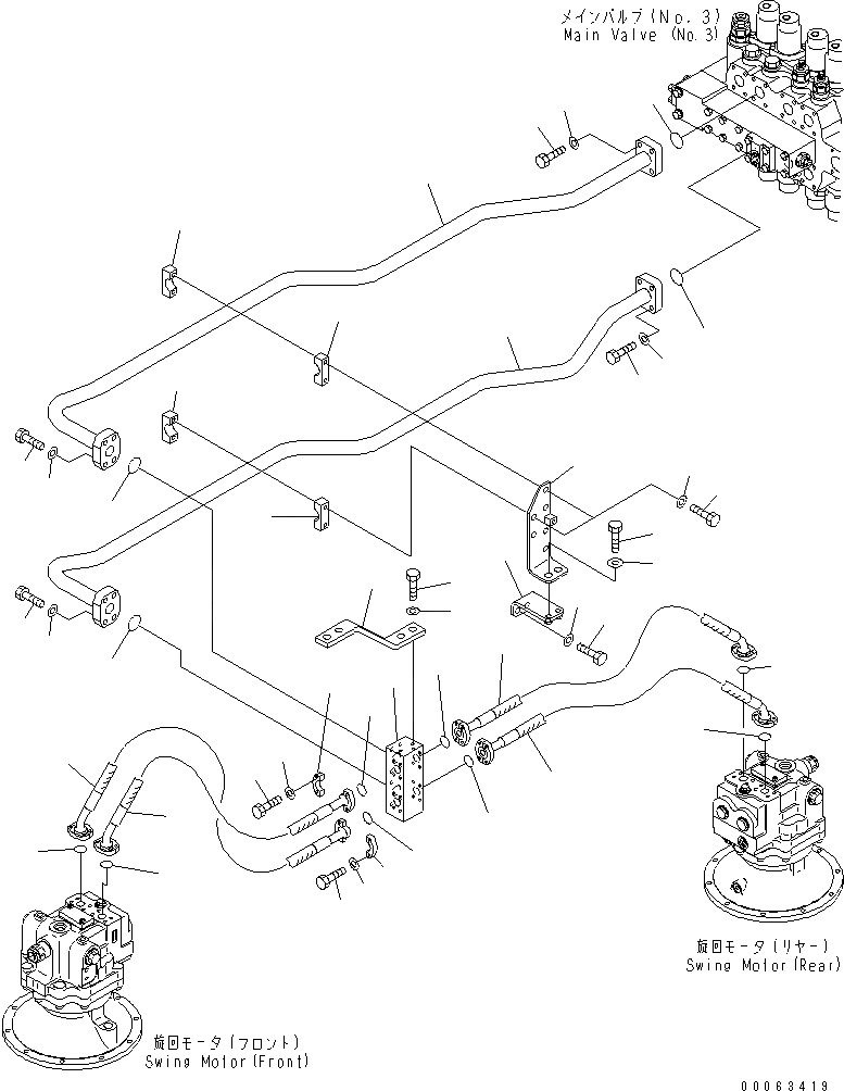 Схема запчастей Komatsu PC1250-8 - КЛАПАН ПОДАЮЩ. ТРУБЫ (ПОВОРОТН.)(№-) ГИДРАВЛИКА