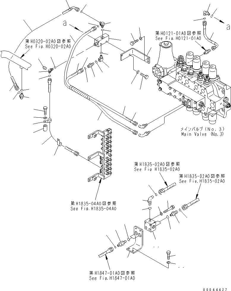 Схема запчастей Komatsu PC1250-8 - РАСПРЕДЕЛИТ. КЛАПАН ЛИНИЯ(№-) ГИДРАВЛИКА