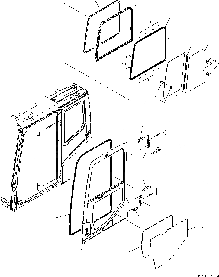 Схема запчастей Komatsu PC1250-8 - КАБИНА (ДВЕРЬ) (КАРЬЕРН. СПЕЦИФ-Я)(№-) КАБИНА ОПЕРАТОРА И СИСТЕМА УПРАВЛЕНИЯ