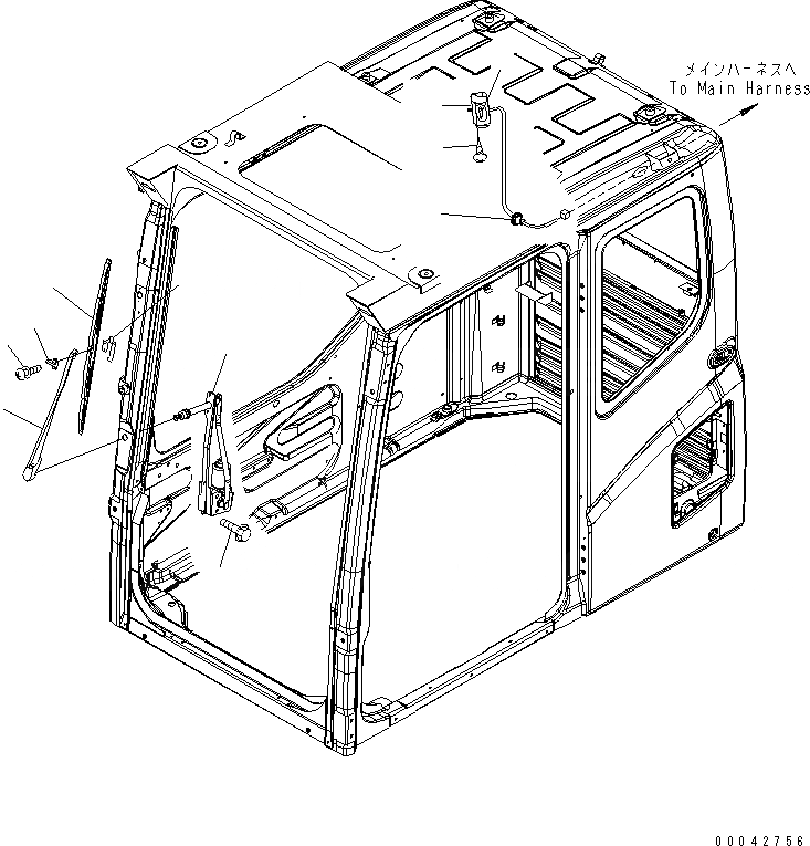 Схема запчастей Komatsu PC1250-8 - КАБИНА (ДВОРНИКИ И ОСВЕЩЕНИЕ) (КАРЬЕРН. СПЕЦИФ-Я)(№-) КАБИНА ОПЕРАТОРА И СИСТЕМА УПРАВЛЕНИЯ