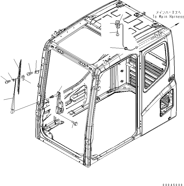 Схема запчастей Komatsu PC1250-8 - КАБИНА (ДВОРНИКИ И ОСВЕЩЕНИЕ) (СДВИГ. ВВЕРХ ОКНА)(№-) КАБИНА ОПЕРАТОРА И СИСТЕМА УПРАВЛЕНИЯ