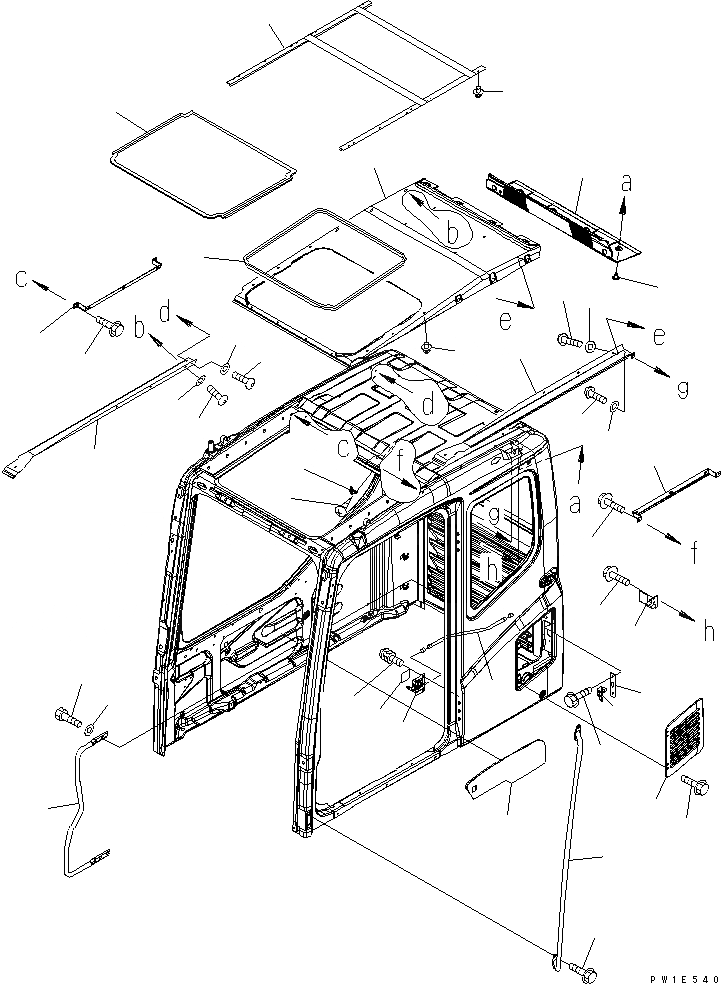 Схема запчастей Komatsu PC1250-8 - КАБИНА (АКСЕССУАРЫ) (СДВИГ. ВВЕРХ ОКНА)(№-) КАБИНА ОПЕРАТОРА И СИСТЕМА УПРАВЛЕНИЯ