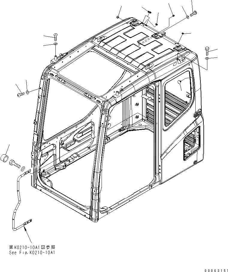 Схема запчастей Komatsu PC1250-8 - КАБИНА (БОЛТ) (СДВИГ. ВВЕРХ ОКНА)(№-) КАБИНА ОПЕРАТОРА И СИСТЕМА УПРАВЛЕНИЯ