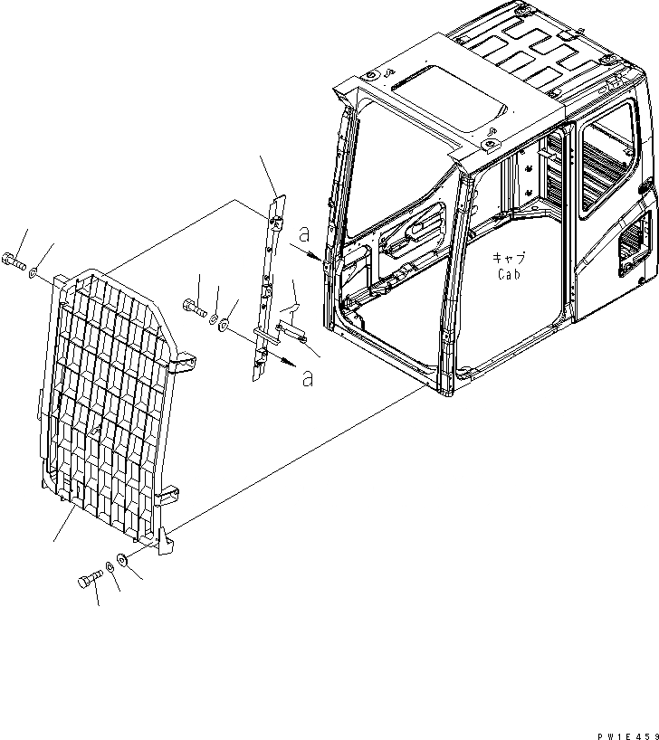 Схема запчастей Komatsu PC1250-8 - ФРОНТАЛЬНАЯ ЗАЩИТА(№-) КАБИНА ОПЕРАТОРА И СИСТЕМА УПРАВЛЕНИЯ