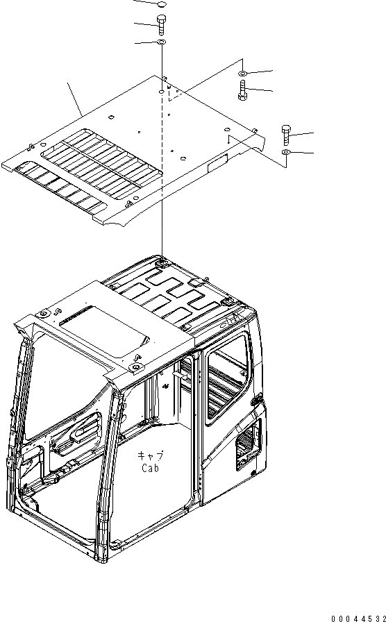 Схема запчастей Komatsu PC1250-8 - ВЕРХНЯЯ ЗАЩИТА (УРОВЕНЬ)(№-) КАБИНА ОПЕРАТОРА И СИСТЕМА УПРАВЛЕНИЯ