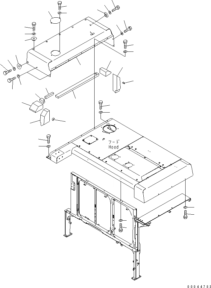 Схема запчастей Komatsu PC1250-8 - КАПОТ (/)(№-) ЧАСТИ КОРПУСА