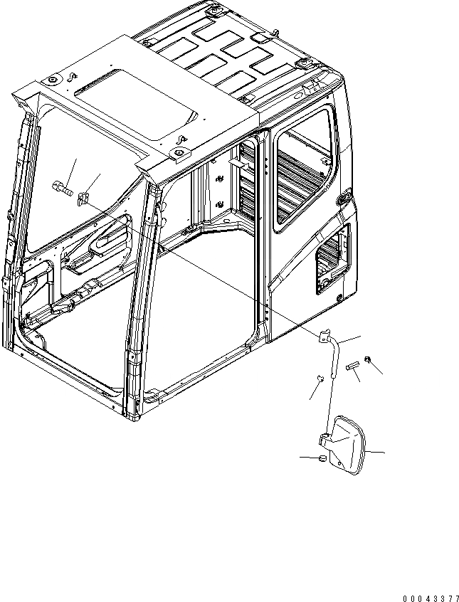 Схема запчастей Komatsu PC1250-8 - ЗЕРКАЛА ЗАДН. ВИДА(ЛЕВ.)(№-) ЧАСТИ КОРПУСА