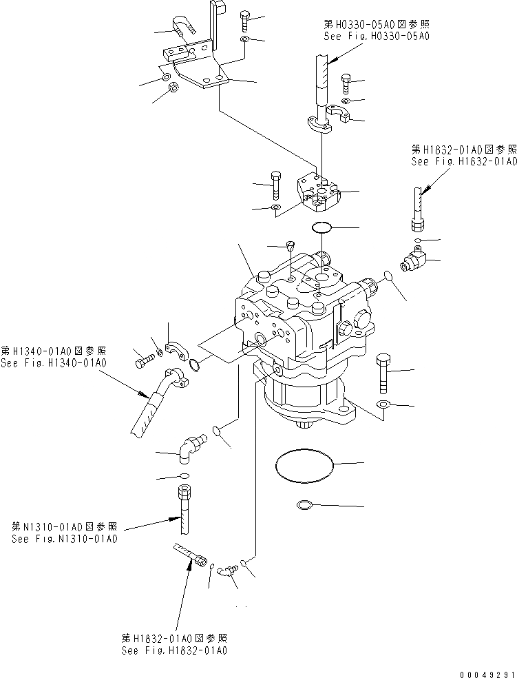 Схема запчастей Komatsu PC1250-8 - МОТОР ПОВОРОТА (ЗАДН.)(№-) ПОВОРОТН. КРУГ И КОМПОНЕНТЫ