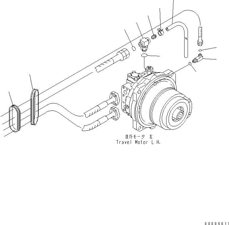 Схема запчастей Komatsu PC1250-8 - ГУСЕНИЧНАЯ РАМА (ХОД ТРУБЫ) (МОТОР ) (ЛЕВ.)(№78-) ХОДОВАЯ