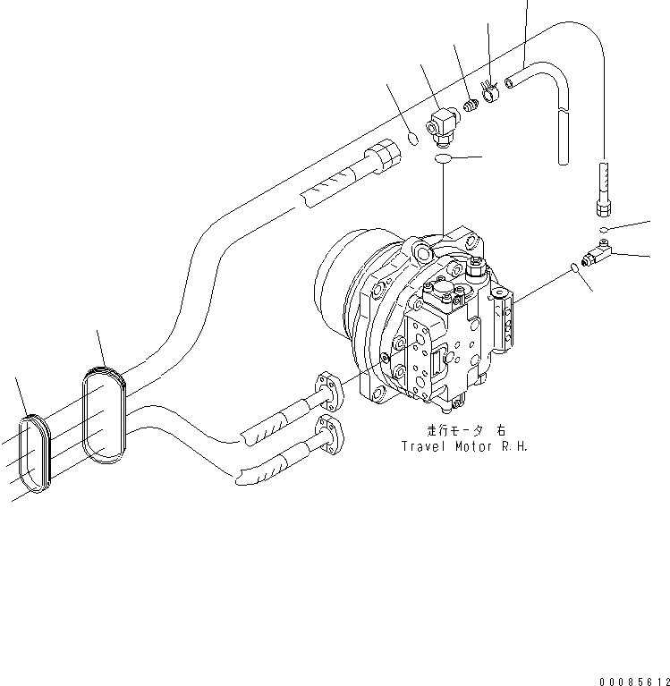 Схема запчастей Komatsu PC1250-8 - ГУСЕНИЧНАЯ РАМА (ХОД ТРУБЫ) (МОТОР ) (ПРАВ.)(№78-) ХОДОВАЯ