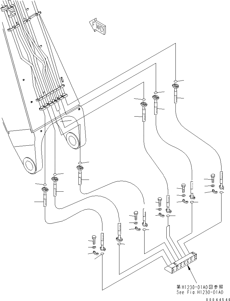 Схема запчастей Komatsu PC1250-8 - СТРЕЛА (9.M) (ШЛАНГИ) (ДЛЯ ЭКСКАВАТ.)(№-) РАБОЧЕЕ ОБОРУДОВАНИЕ