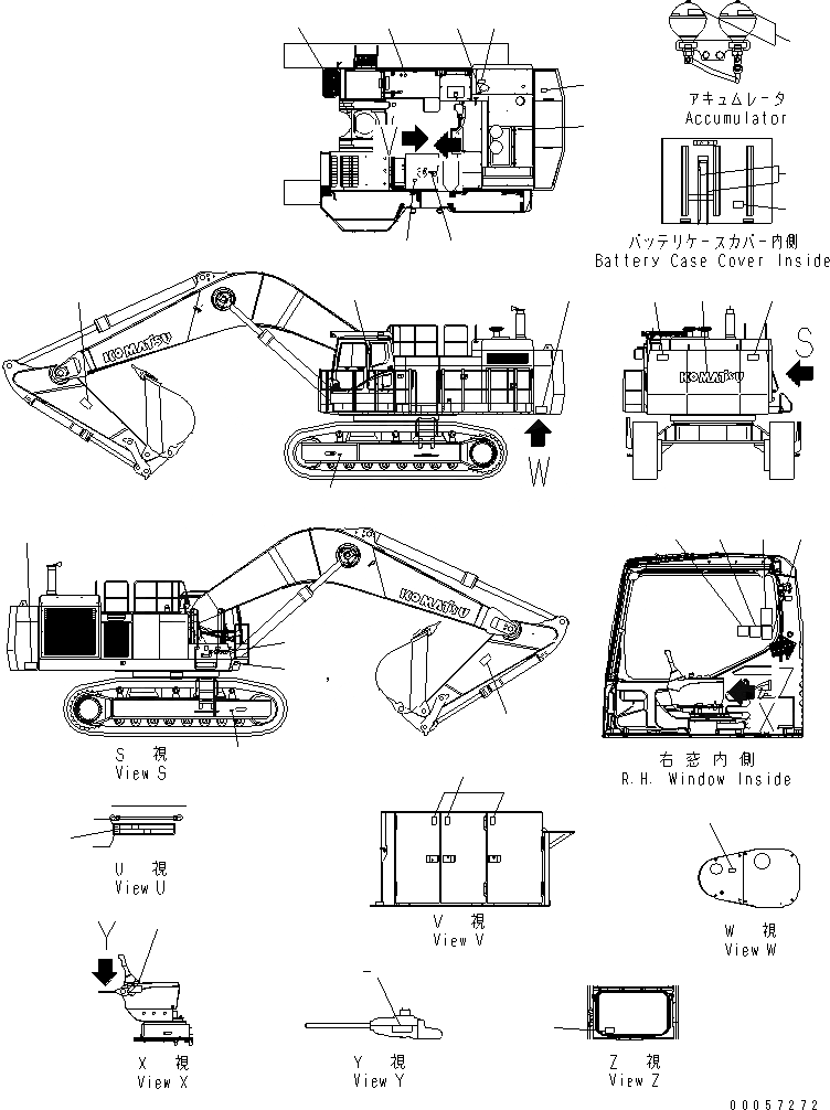 Схема запчастей Komatsu PC1250-8 - МАРКИРОВКА (OPERATING И ПРЕДУПРЕЖДАЮЩ. МАРКИРОВКА) (ИТАЛИЯ)(№-) МАРКИРОВКА