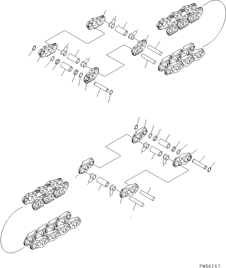 Схема запчастей Komatsu PC1250-8 - ГУСЕН. ЦЕПЬ (ПОСТАВЛЯЕМЫЕ ЧАСТИ) (9 SET)(№-) ОСНОВН. КОМПОНЕНТЫ И РЕМКОМПЛЕКТЫ