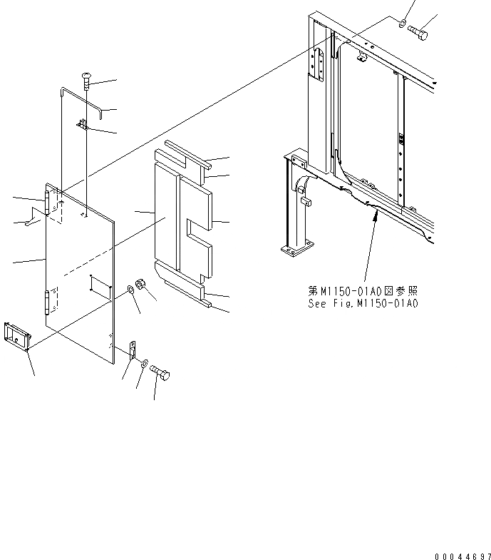 Схема запчастей Komatsu PC1250LC-8 - ПЕРЕГОРОДКА. (КАБИНА) (COVER) (/)(№-) ЧАСТИ КОРПУСА