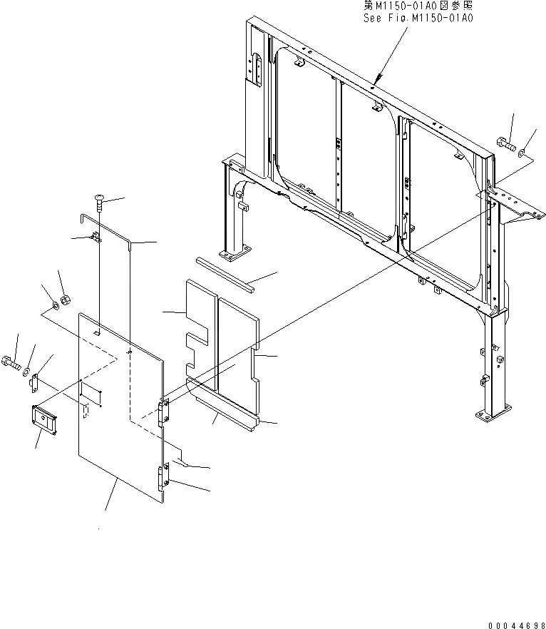 Схема запчастей Komatsu PC1250LC-8 - ПЕРЕГОРОДКА. (КАБИНА) (COVER) (/)(№-) ЧАСТИ КОРПУСА