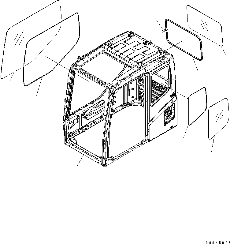 Схема запчастей Komatsu PC1250SP-8 - КАБИНА (СДВИГ. ВВЕРХ ОКНА)(№-) КАБИНА ОПЕРАТОРА И СИСТЕМА УПРАВЛЕНИЯ