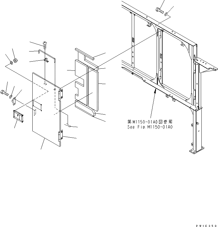 Схема запчастей Komatsu PC1250SP-8 - ПЕРЕГОРОДКА. (КАБИНА) (COVER) (/)(№-) ЧАСТИ КОРПУСА