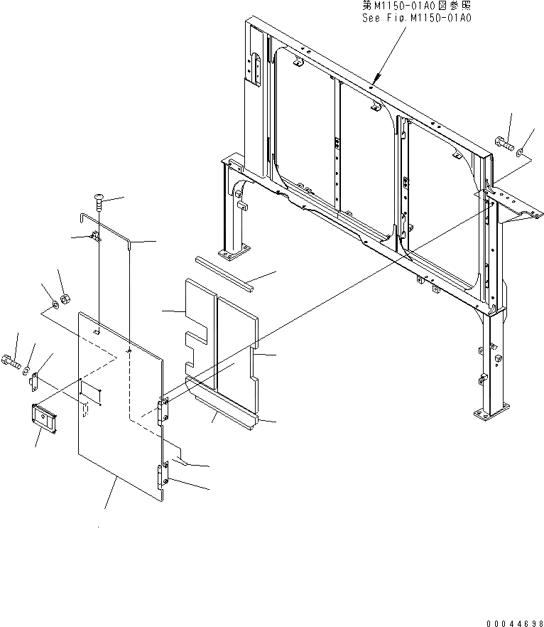 Схема запчастей Komatsu PC1250SP-8 - ПЕРЕГОРОДКА. (КАБИНА) (COVER) (/)(№-) ЧАСТИ КОРПУСА