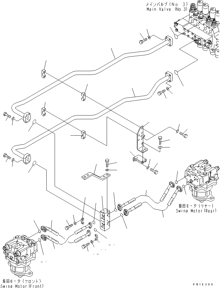 Схема запчастей Komatsu PC1250-8R - КЛАПАН ПОДАЮЩ. ТРУБЫ (ПОВОРОТН.)(№-) ГИДРАВЛИКА