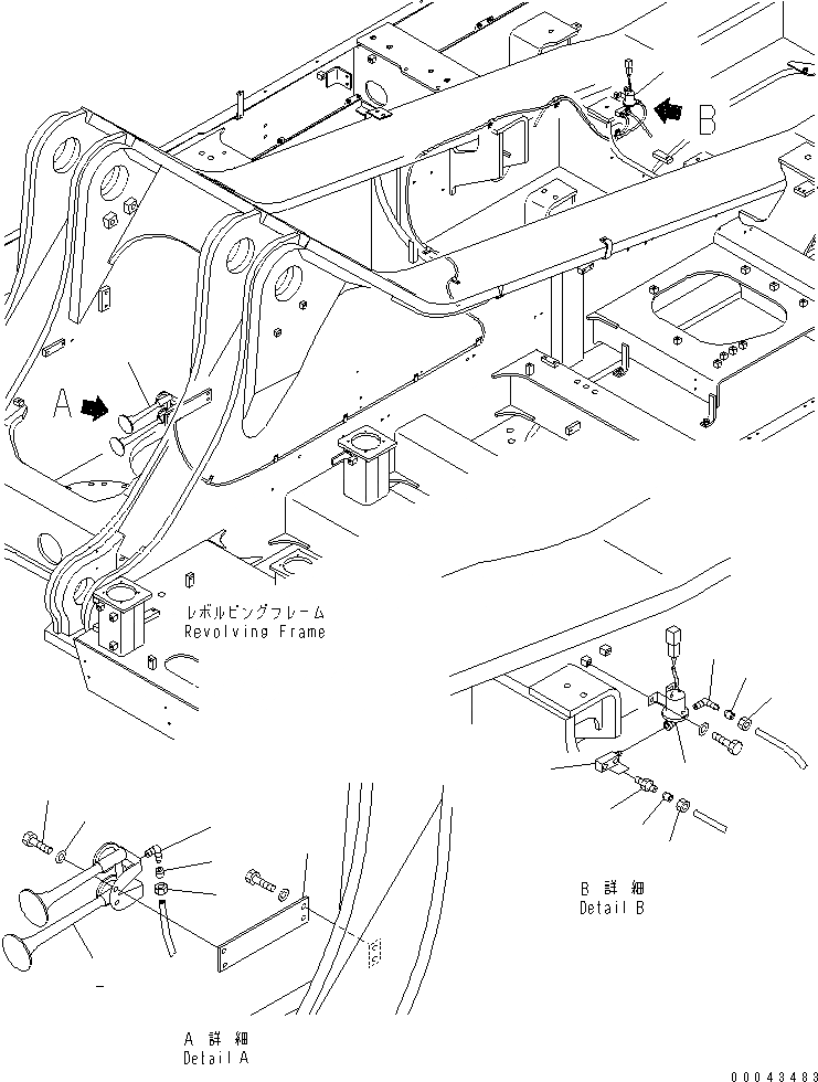 Схема запчастей Komatsu PC1250-8R - ВОЗД. СИСТЕМА (ЗВУК. СИГНАЛ. КЛАПАН)(№-) ВОЗД. СИСТЕМА