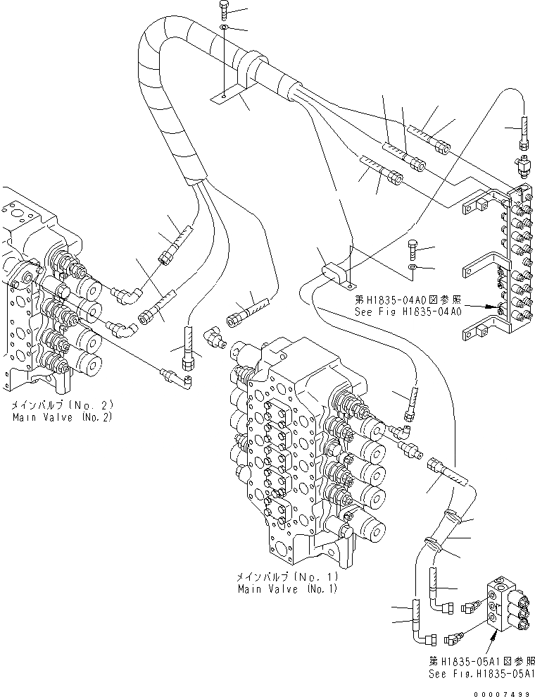 Схема запчастей Komatsu PC1250-8R - PPC ЛИНИЯ УСИЛ. ПОДЪЕМА (ДЛЯ ПОГРУЗ.)(№-) ГИДРАВЛИКА