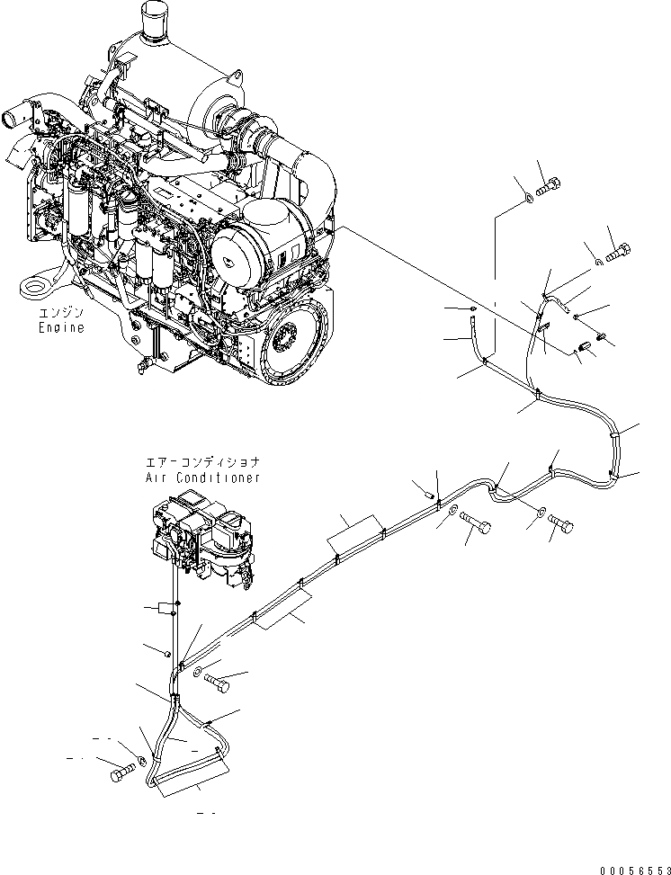 Схема запчастей Komatsu PC1250-8R - КОНДИЦ. ВОЗДУХА (ШЛАНГИ ОБОГРЕВАТЕЛЯ)(№-) КАБИНА ОПЕРАТОРА И СИСТЕМА УПРАВЛЕНИЯ