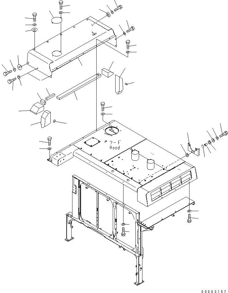 Схема запчастей Komatsu PC1250-8R - КАПОТ (+C СПЕЦ-Я.) (/)(№-) ЧАСТИ КОРПУСА