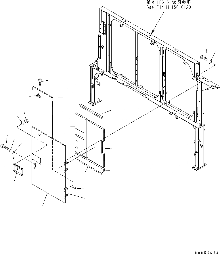 Схема запчастей Komatsu PC1250-8R - ПЕРЕГОРОДКА. (КАБИНА) (COVER) (/)(№-) ЧАСТИ КОРПУСА