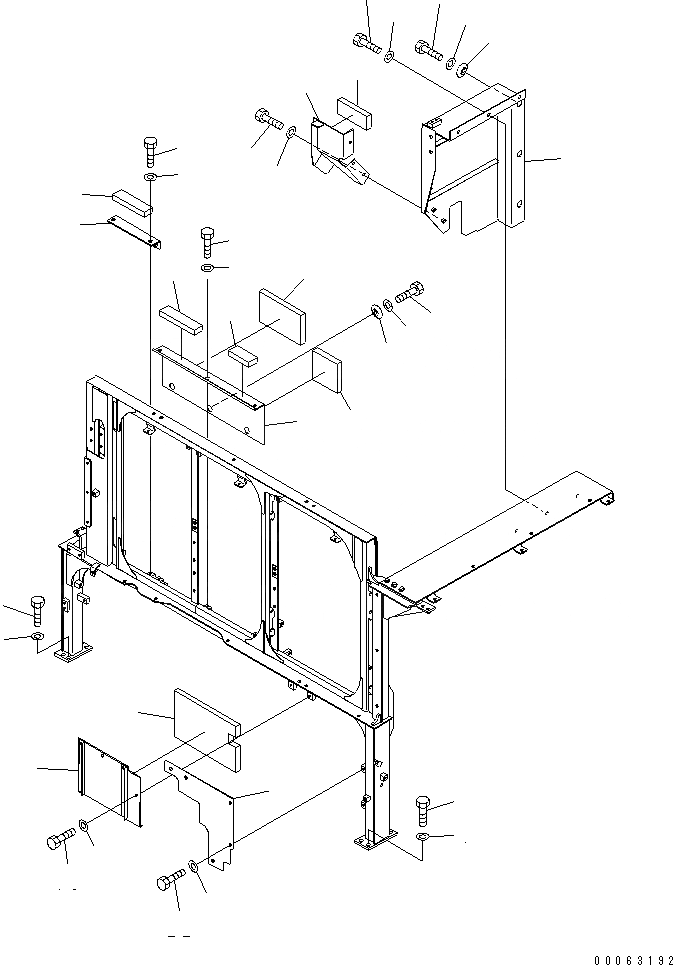 Схема запчастей Komatsu PC1250-8R - ПЕРЕГОРОДКА. (КАБИНА) (COVER) (+C СПЕЦ-Я.) (/)(№-) ЧАСТИ КОРПУСА