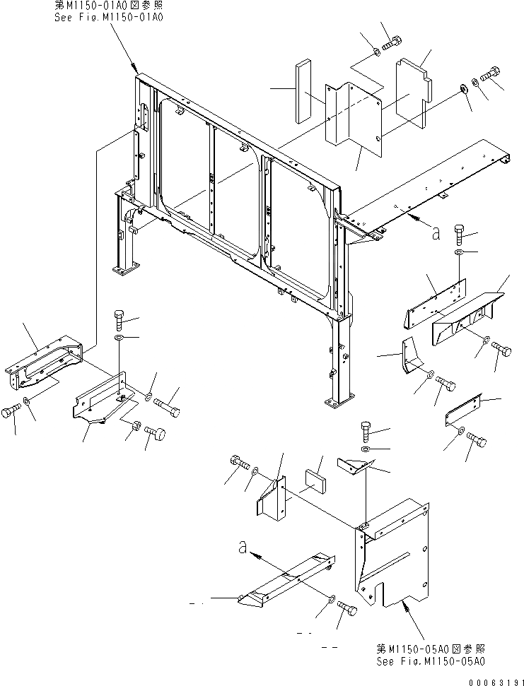 Схема запчастей Komatsu PC1250-8R - ПЕРЕГОРОДКА. (КАБИНА) (COVER) (+C СПЕЦ-Я.) (/)(№-) ЧАСТИ КОРПУСА