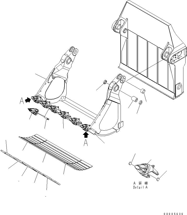 Схема запчастей Komatsu PC1250-8R - КОВШ .M (ПЕРЕДН. КОВШ) (ГОРИЗОНТАЛЬН. ПАЛЕЦ) (ДЛЯ НИЖН. РАЗГРУЗКА)(№-) РАБОЧЕЕ ОБОРУДОВАНИЕ